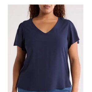 Vero Moda Navy Blue V-Neck Short Sleeve Top US Size 18 EU 50